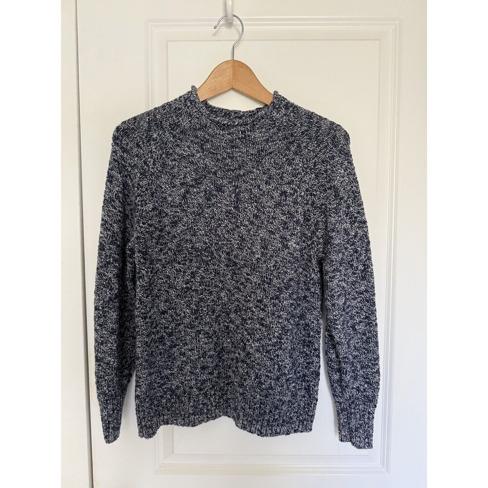 L.L.Bean Marled navy Chunky Roll Neck Sweater Small Petite cotton